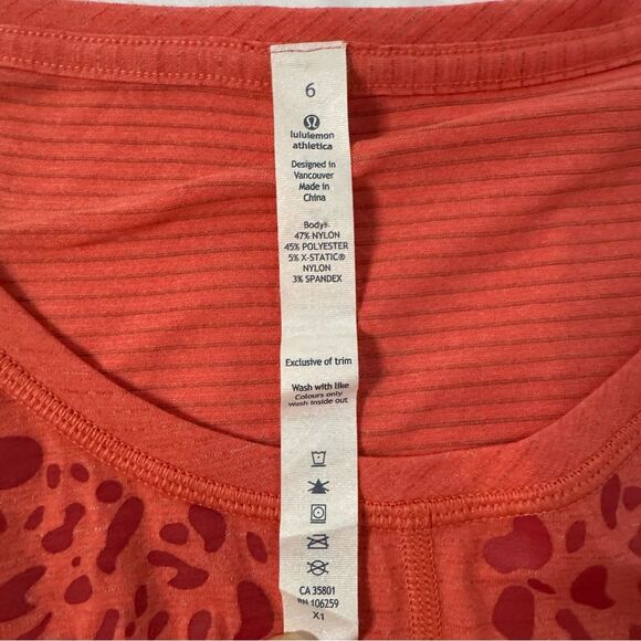 Lululemon Run Away Tee Heather Atomic Red Size 6 Reflective Gym Athleisure - Picture 3 of 7